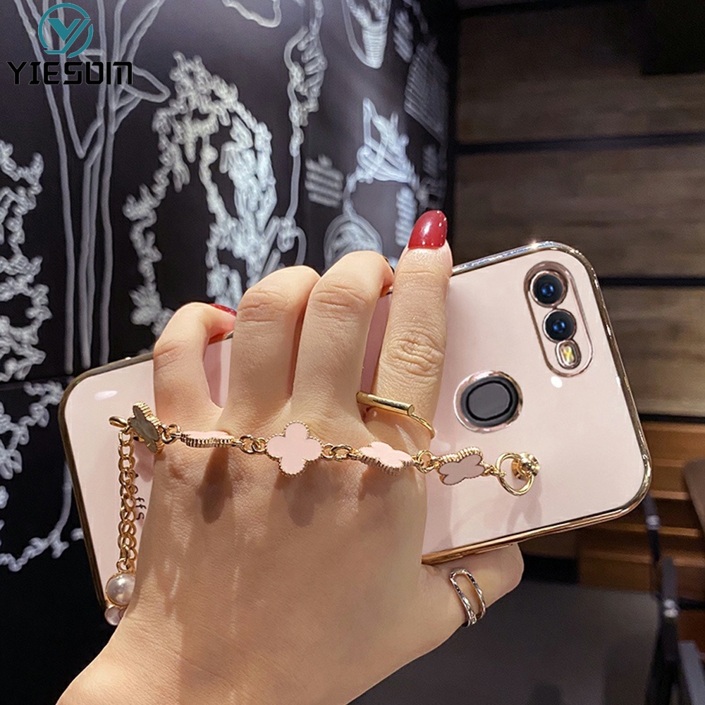 Ốp Điện Thoại Silicon Mềm Hình Chiếc Lá May Mắn Có Dây Đeo Cho Oppo A12 A5S A3S A7 A11K A1K A83 A59 A57 A39 A37 F1S Realme C1 C2