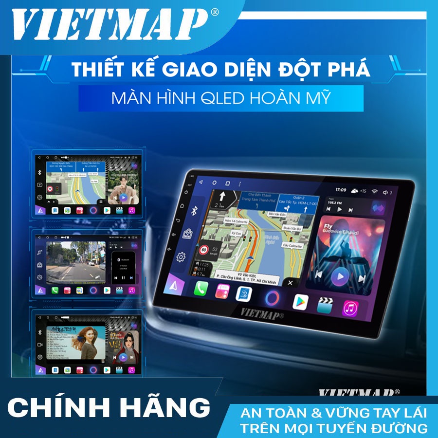 Màn hình Android VIETMAP DQ8 và DQ8 PRO cho các dòng xe ô tô + KM camera hành trình V5 kèm sim 4G