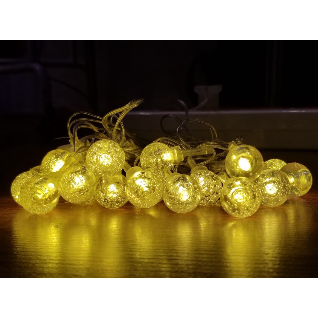Dây đèn led cherry ball, dây đèn led pha lê , đèn nháy bi bọt nước 10m bóng sáng vàng trang trí nhà cửa, trang trí tết