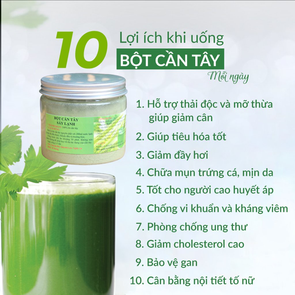 Bột Cần Tây Sấy Lạnh [CHÍNH HÃNG] Hôp 200gr Bột Cần Tây Sấy Lạnh Cao Cấp Giúp G.i.ả.m C.â.n Nh.anh, D.a X.inh, D.áng Đẹp