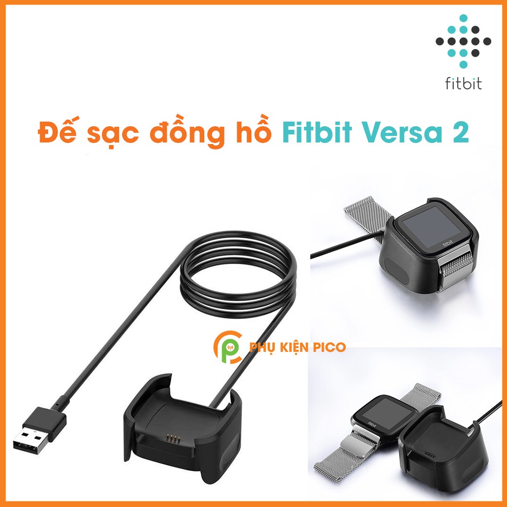 Đế sạc đồng hồ Fitbit Versa 2 đen dây cáp USB 1m Adapter Smartwatch