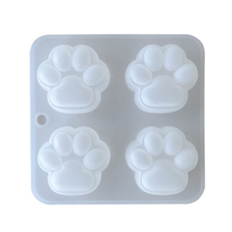 Sa Móc Khóa Silicone Hình Dấu Chân Mèo Lấp Lánh
