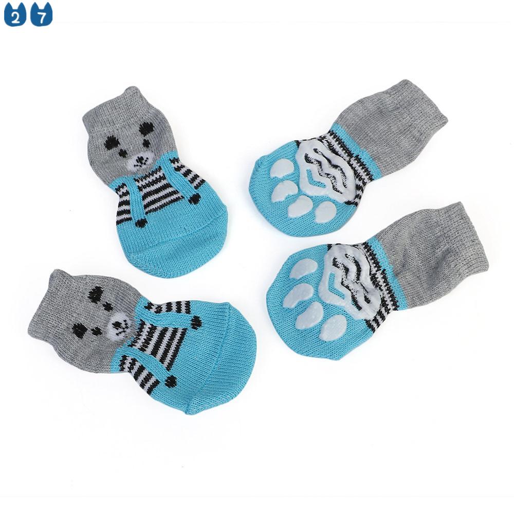 Set 4 Đôi Vớ Đan Len Giữ Ấm Chống Trượt Dễ Thương Dành Cho Cún Cưng 27