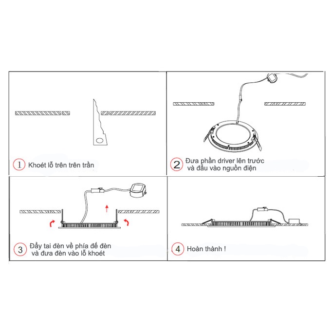 Đèn LED âm trần downlight VNE 7W 9W 12W siêu mỏng chính hãng siêu sáng tiết kiệm điện năng ánh sáng trắng vàng TT