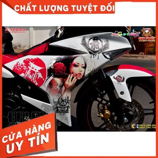 Tem Xe Exciter 150 Samurai Trắng Đỏ
