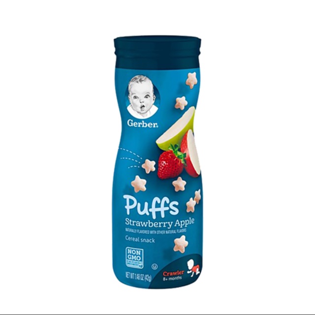 bánh ăn dặm Gerber Puffs hình ngôi sao Vị Dâu táo, chuối, organic việt quất cam 42g