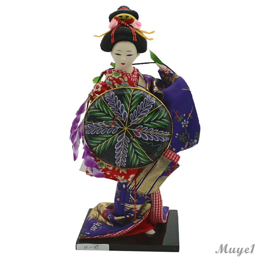 Búp Bê Geisha Mặc Kimono Màu Tím Cỡ 12inch