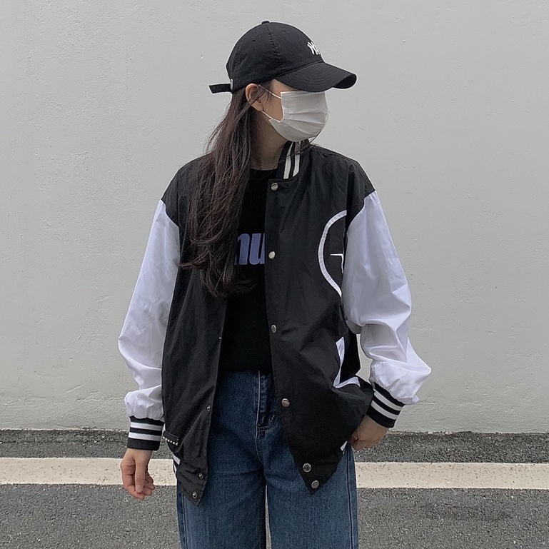 Áo Khoác MENTAL® /College Varsity Jacket/ Đen Trắng