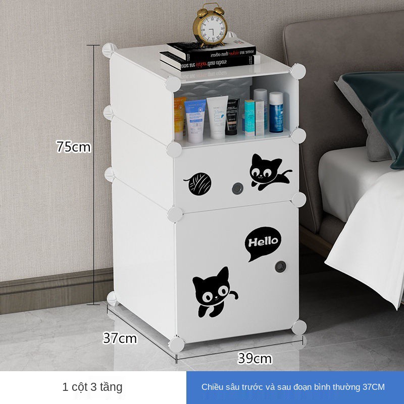 Tủ đầu giường lưu trữ đơn giản phòng ngủ giá để đồ cho gia đình hoàn thiện ký túc xá chống bụi Bàn nhỏ
