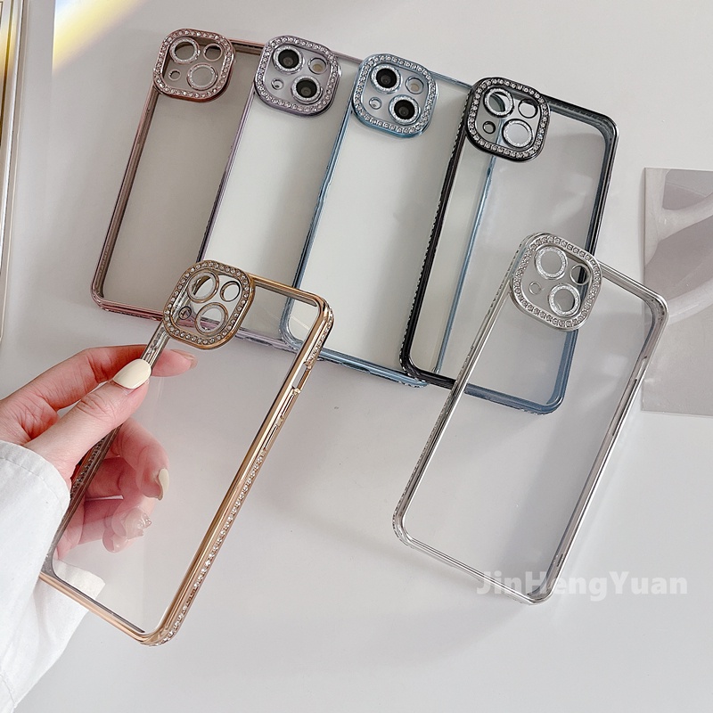 Ốp Điện Thoại Silicon Trong Suốt Chống Sốc Đính Kim Cương Lấp Lánh Sang Trọng Cho IPhone 13 11 12 Pro Max