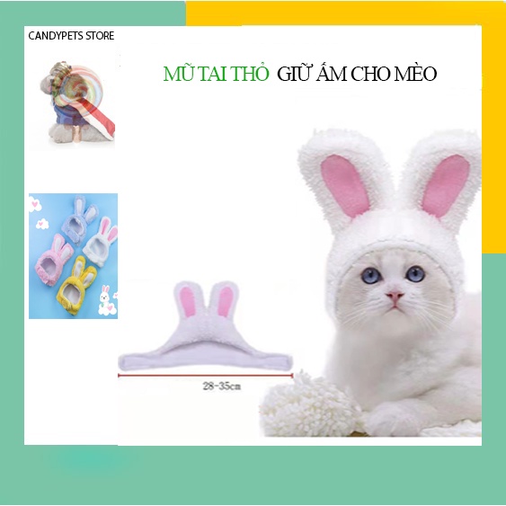 Mũ cho mèo dễ thương mèo noel ,mèo con tai thỏ rẻ cute đón giáng sinh CANDYPETS MM01