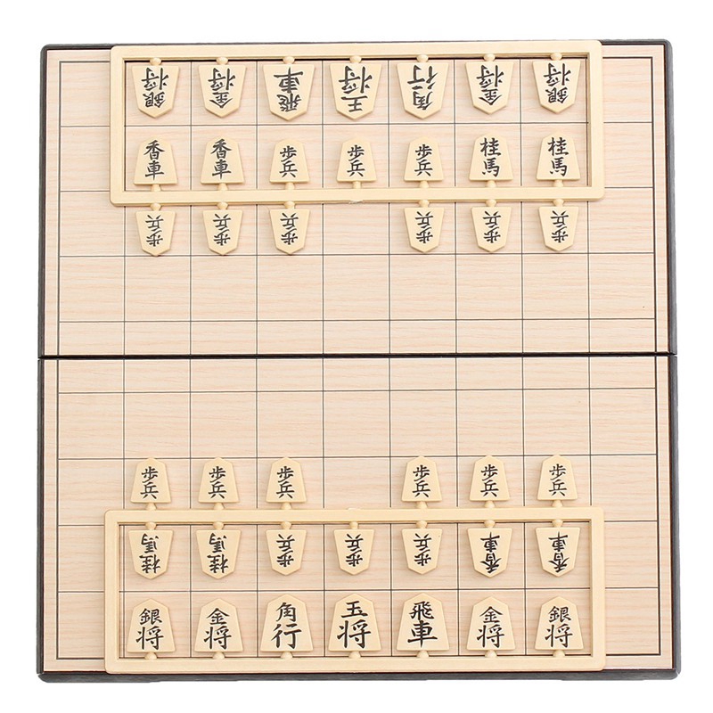 Magnetic Folding Shogi Set Boxed Portable Japanese Chess Bộ cờ tư tính dạng gấp phong cách Nhật Bản 25x25x2cm