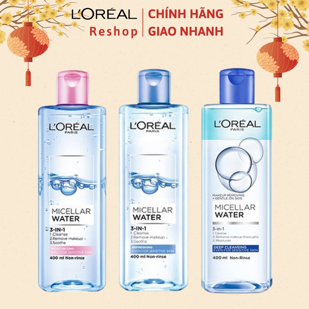 Nước tẩy trang cho mọi loại da L'Oreal Paris 3-in-1 Micellar Water