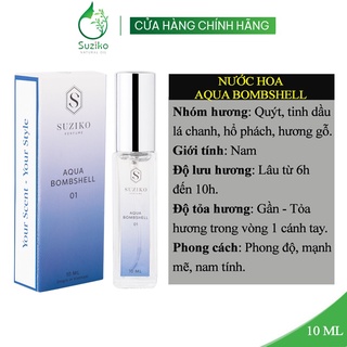 Nước hoa nam Suziko Aqua bombshell phong độ, mạnh mẽ. Nước hoa mini 10ml dạng xịt tiện lợi