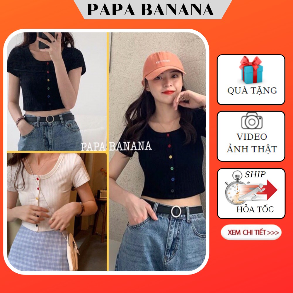 Áo Croptop Ulzzang trơn body cúc màu