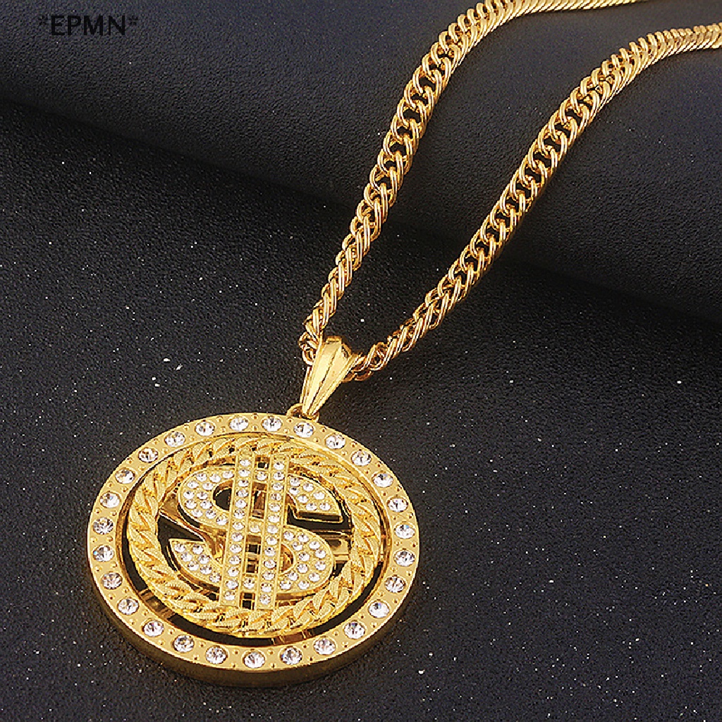 Epmn Vòng cổ Mặt Hình Kí Hiệu Đồng Đô La Mỹ Phong Cách Hip Hop Có Thể Xoay Được Dành Cho Nam