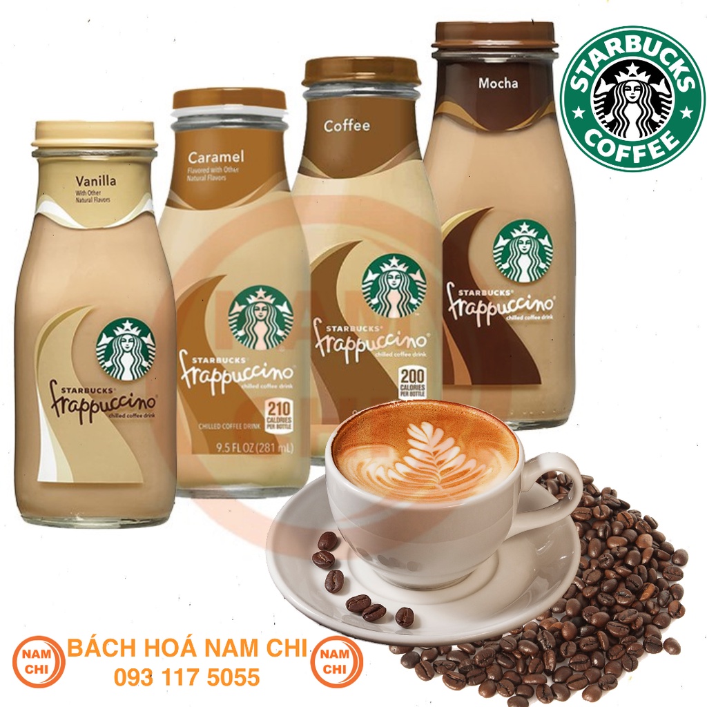 [CHAI 281ML] Cà Phê Pha Sẵn StarBucks Frappuccino Có Các Vị Vanilla Mocha Caramel Coffee Thơm Béo Chuẩn Vị - Mỹ