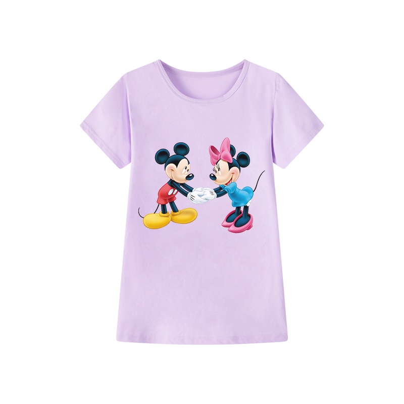 Đầm thun in hình chuột Mickey và Minne cao cấp mềm mại dành cho bé gái 2-8 tuổi