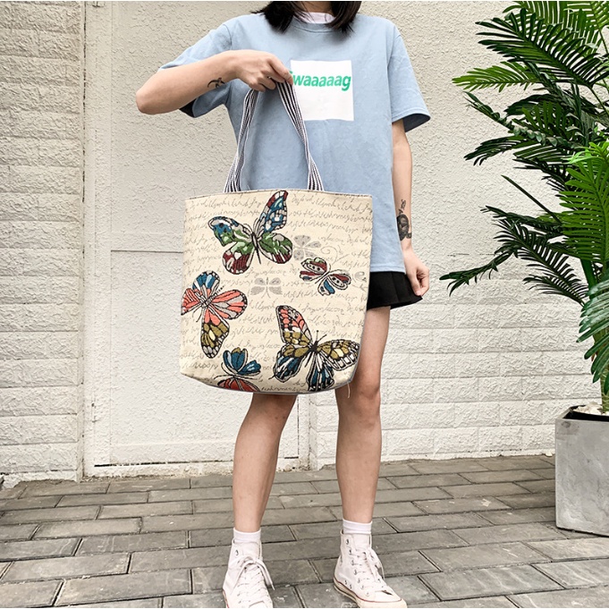Túi tote vải canvas cute, đựng đồ đi học, du lịch đa năng mềm đẹp giá rẻ thời trang