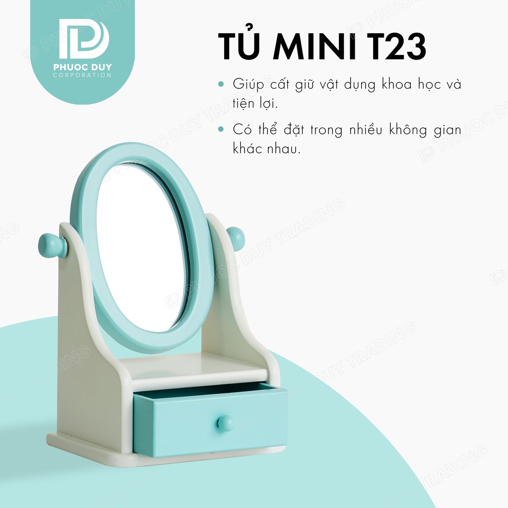 Tủ mini để bàn đa năng - Tủ nữ trang mỹ phẩm T23 có gương