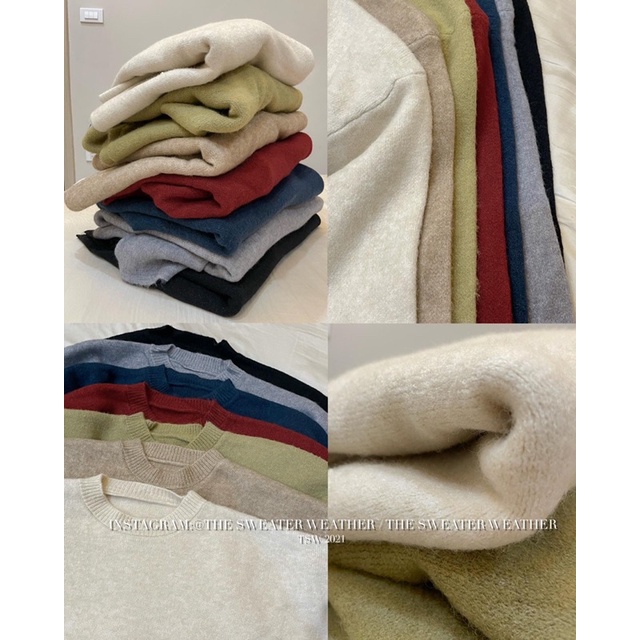[Mã 2611THTRANG100K hoàn 10% xu đơn 99K] (Ảnh thật) Áo len mịn cổ tròn xẻ tà Hàn Quốc 7 màu the.sweaterweather TSW | BigBuy360 - bigbuy360.vn