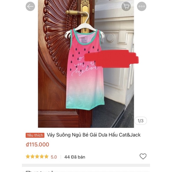 Váy dưa hấu xuông mặc nhà,đi ngủ,đi chơi bé gái cat&jack bé gái xuất dư xịn vnxk