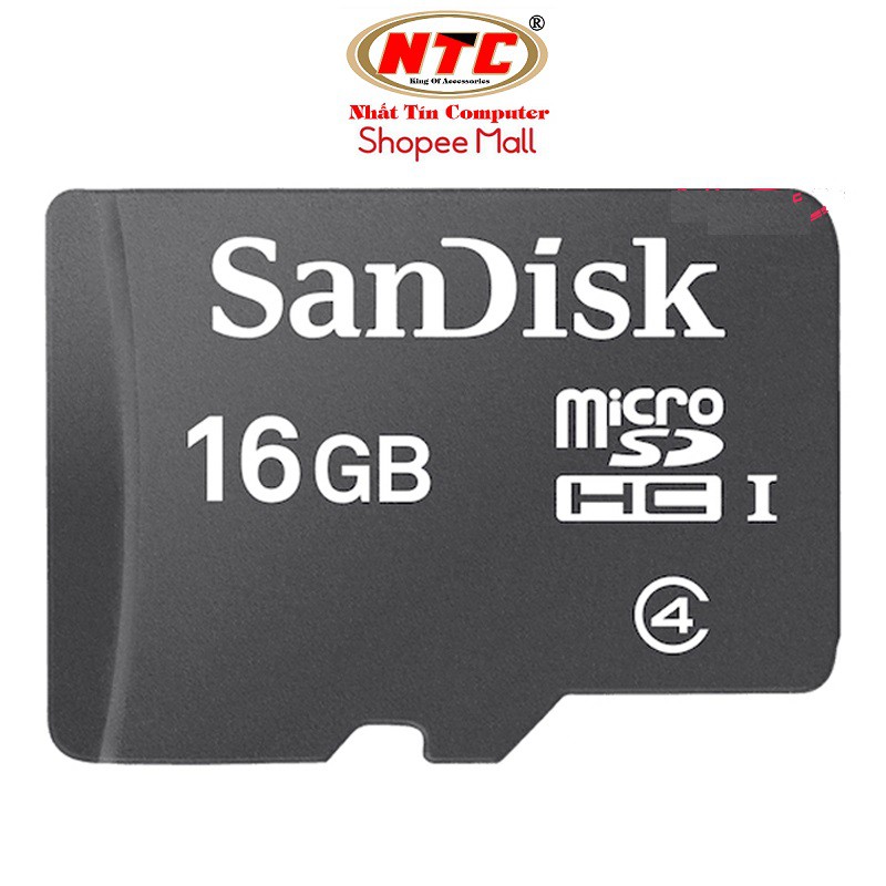 Thẻ nhớ MicroSDHC SanDisk 16GB Class 4 (Đen)