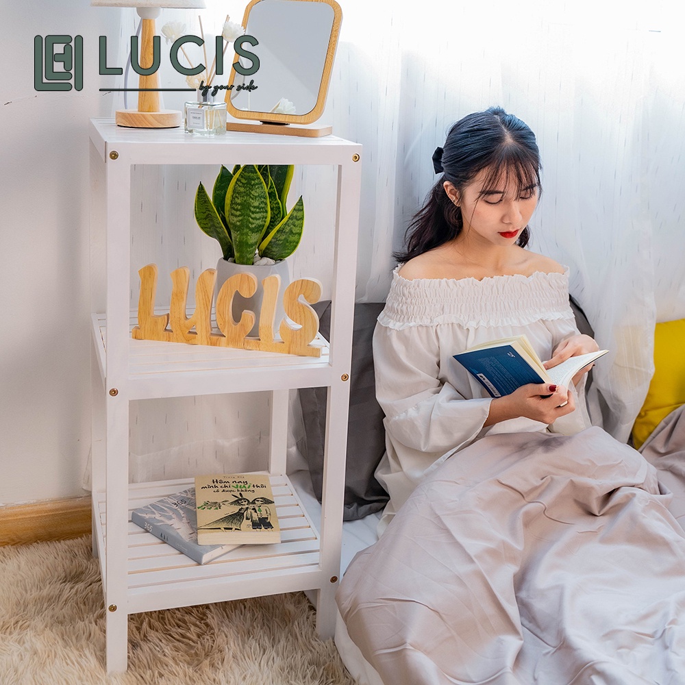 Kệ gỗ vuông để đồ đa năng 3 tầng LUCIS để cây cảnh trang trí phòng khách