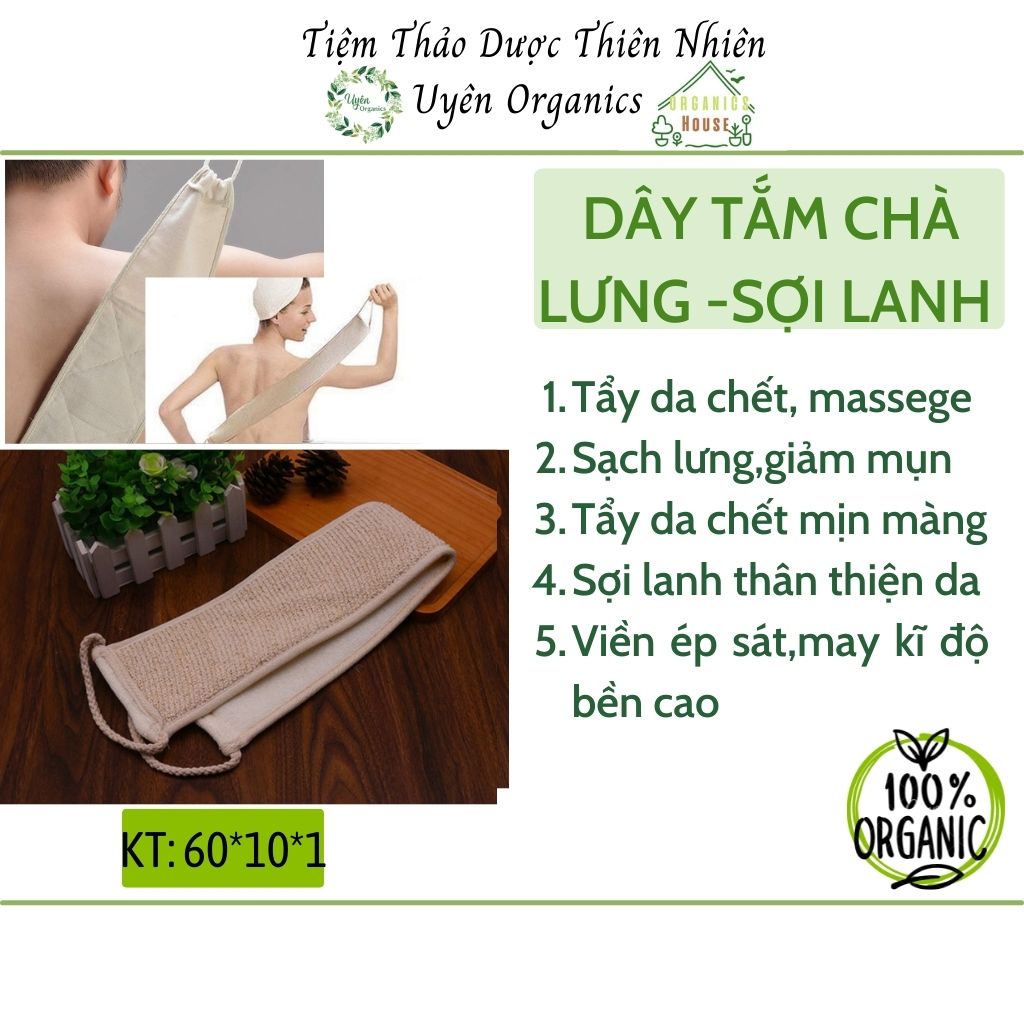 Dây tắm chà lưng tẩy tế bào chết sợi lanh thiên nhiên