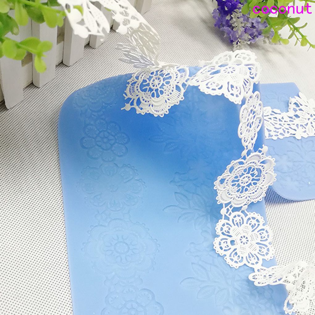 Khuôn silicon họa tiết ren hoa làm kẹo đường trang trí bánh kem tiện dụng