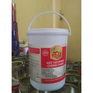 Keo tạo bóng chống thấm Lon lớn 5L Okaypaint - Tặng kèm cọ