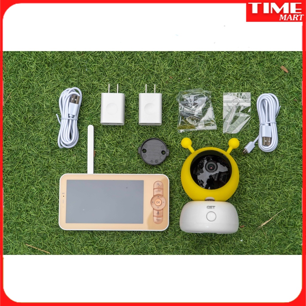 Camera giám sát QCT baby monitor kèm màn hình hiển thị - cảm biến nhiệt độ, độ ẩm, cảnh báo trẻ em khóc, đàm thoại