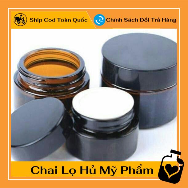 Hủ Đựng Kem ❤ TOP GIÁ RẺ ❤ Hũ đựng kem thủy tinh Nâu 20g/30g/50g / Hũ chiết kem , phụ kiện du lịch