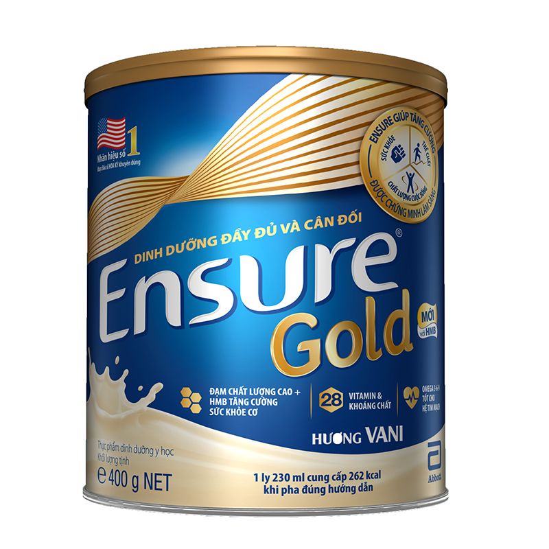 Sữa bột Ensure Gold Hương Vani và hương Vani Ít Ngọt loại 400g