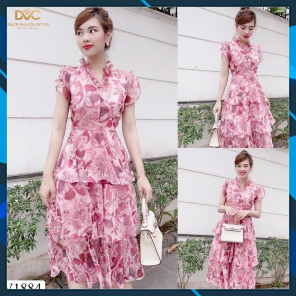 Váy Xòe Nữ, Đầm Hoa Tầng Cổ Viền Bèo Chất Voan Tơ 2 Lớp Siêu Phẩm Cho Bạn Nữ. . | BigBuy360 - bigbuy360.vn