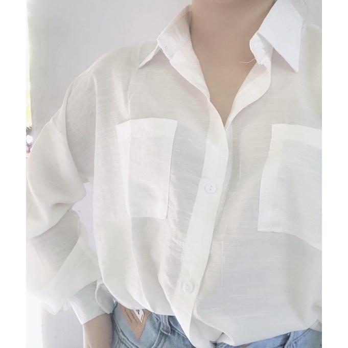 ÁO SƠ MI TRẮNG Hàn Quốc form rộng