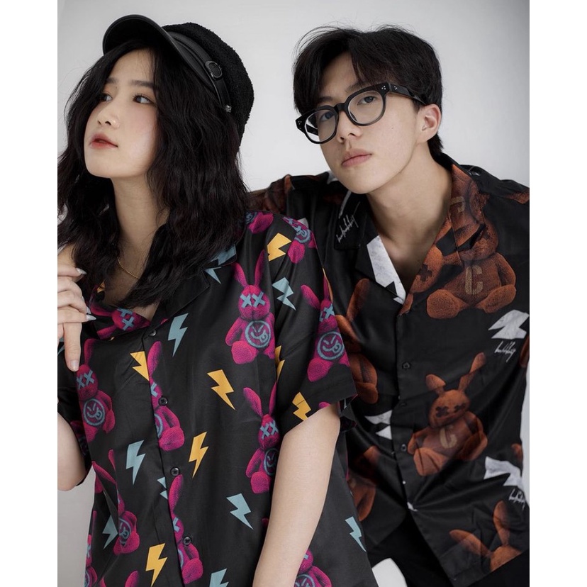 Áo Sơ Mi Ngắn Tay Nam/Nữ THỎ BAD | SƠ MI LỤA CNK 100% | SIZE 40-100KG