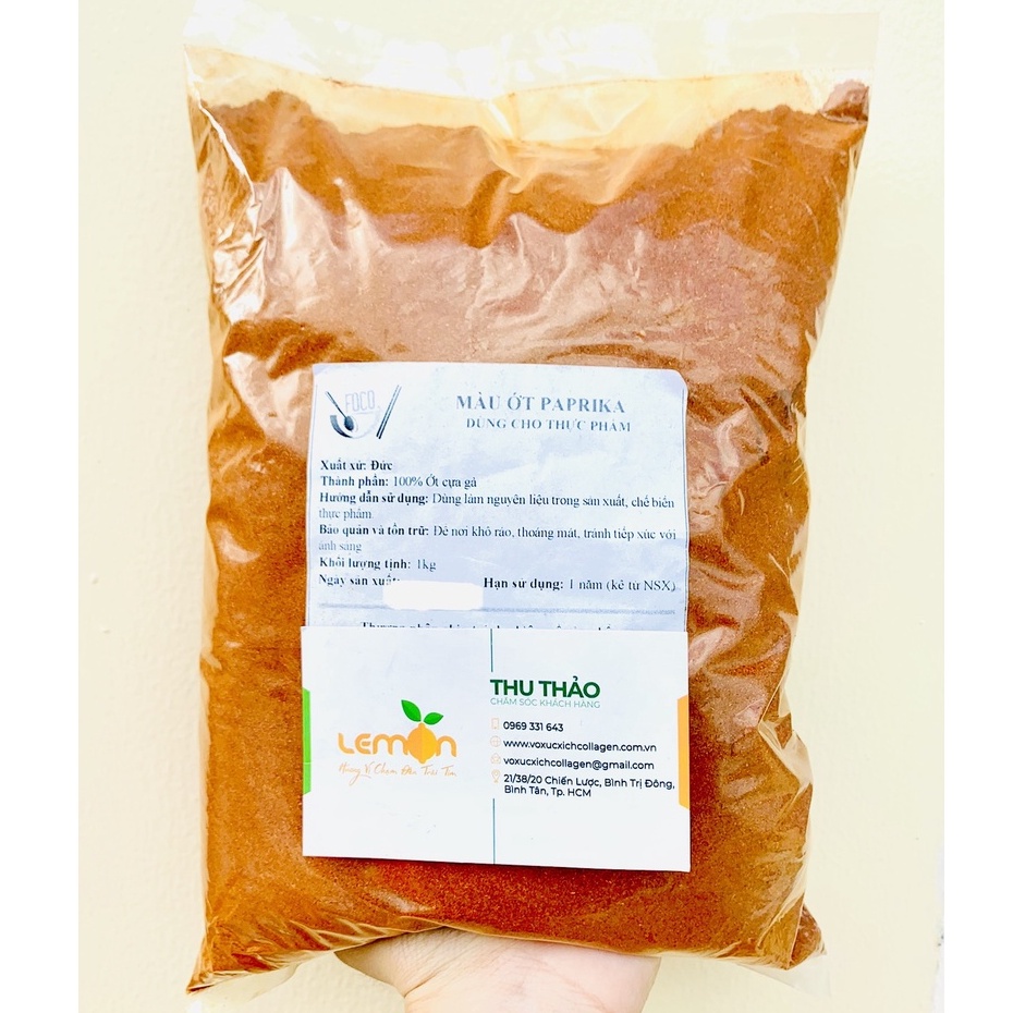 1Kg Bột ớt Paprika - Ớt cựa gà cay nhẹ, màu đỏ tự nhiên, tạo màu khô bò, kim chi, bò hầm, salami