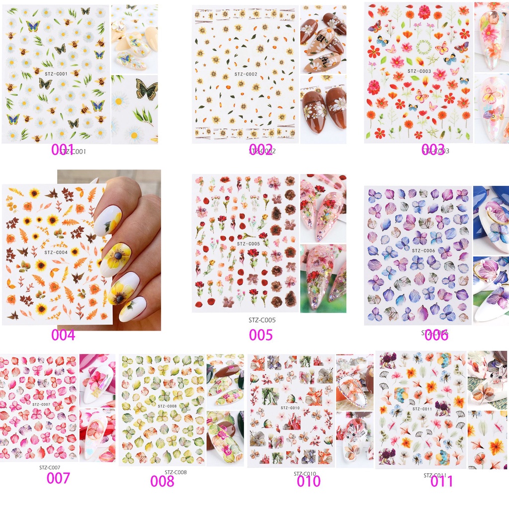 [Hàng mới về] Miếng dán trang trí móng tay mẫu hoa lá ba chiều thời trang diy