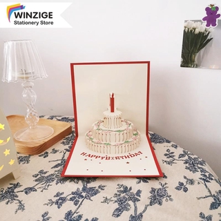 Thiệp Chúc Mừng Winzige Thiết Kế Hình Bánh Sinh Nhật 3D Phong Cách Hàn Quốc