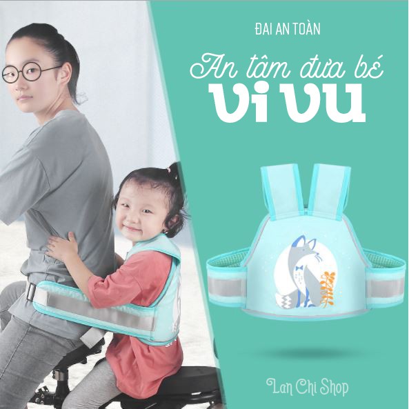 Đai đi xe máy cho bé Đai Phản quang địu xe an toàn cho bé