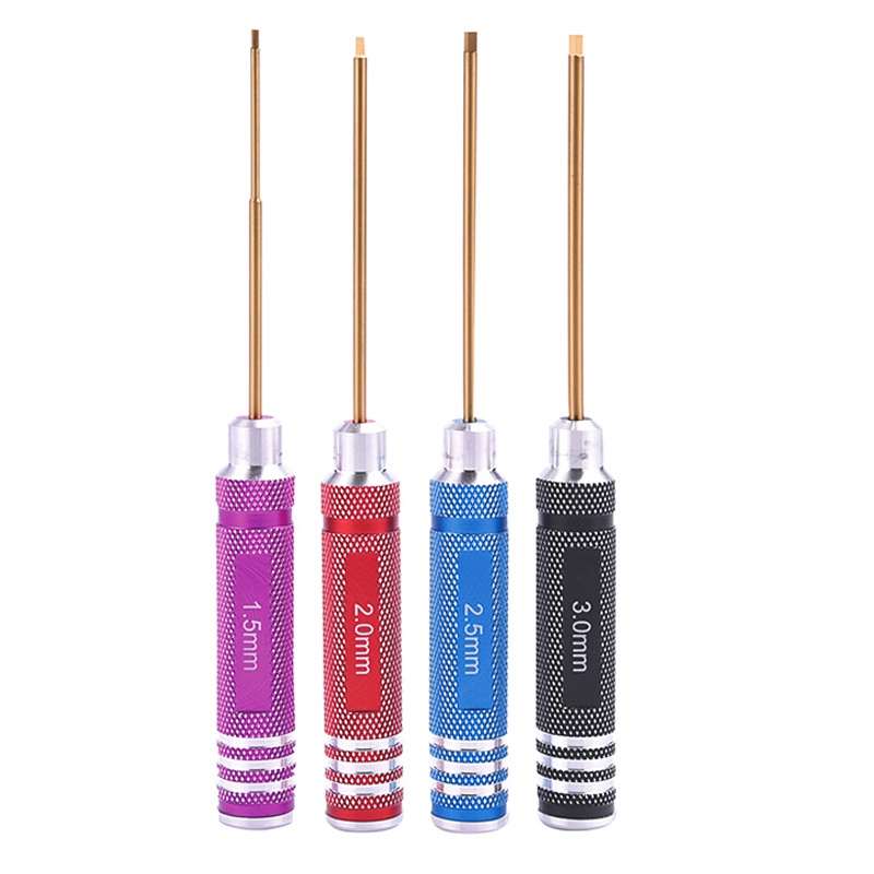 Set 4 Tua Vít Đầu Lục Giác 1.5mm 2mm 2.5mm 3mm Mạ Titan Chuyên Dụng Sửa Chữa Mô Hình Điều Khiển Từ Xa