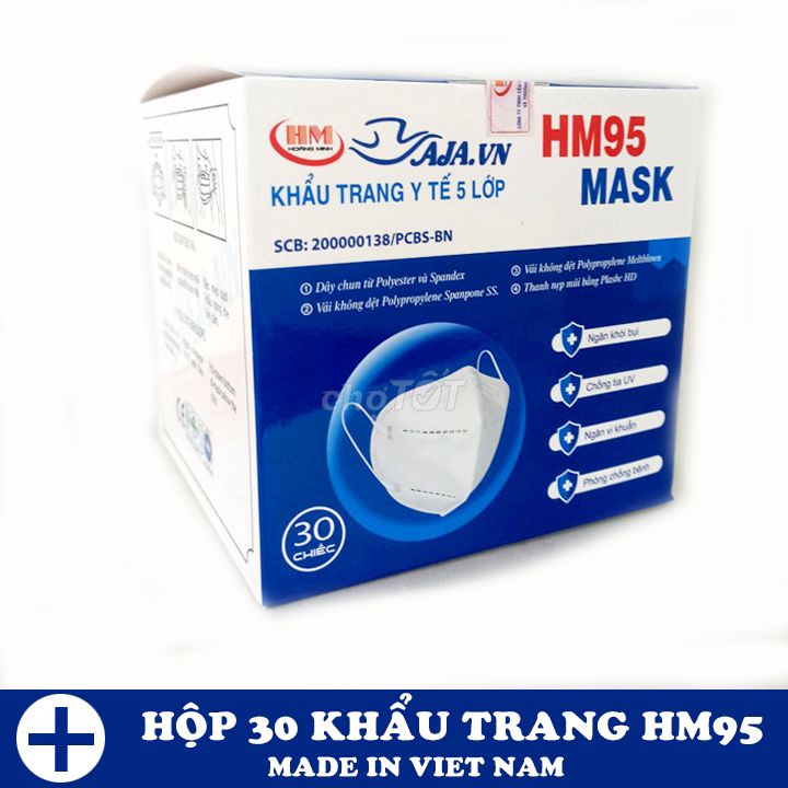 1 hộp 25 Chiếc Khẩu Trang HM95 Mask 5 Lớp không van Chống Bụi Mịn PM2.5 Ôm Sát Có kẹp Chắc Chắn Ở Sống Mũi