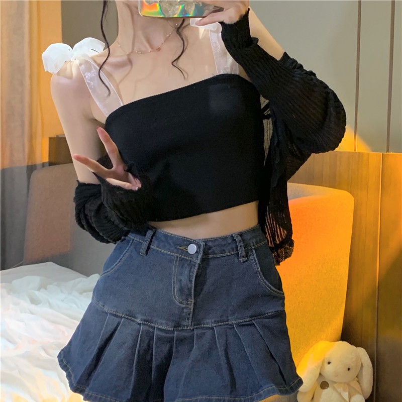 Áo Tank Top Màu Trơn Phối Nơ Thời Trang Mùa Hè Cho Nữ