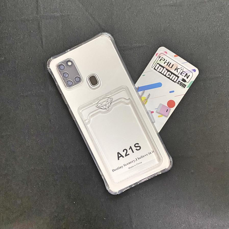 Ốp Lưng Samsung A21s Dẻo Trong Suốt Có Khe Đựng Thẻ