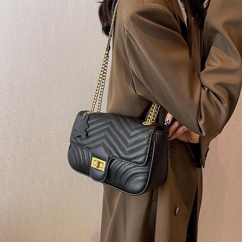 Túi Đeo Vai Hình Vuông Cỡ Nhỏ Phối Dây Đeo Sợi Xích Phong Cách Cổ Điển Thời Trang Cho Nữ