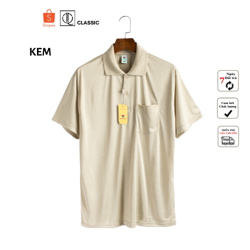 Áo thun nam có cổ trung niên QClassic vải cotton xịn loại áo thun nam cho người lớn tuổi có túi | BigBuy360 - bigbuy360.vn