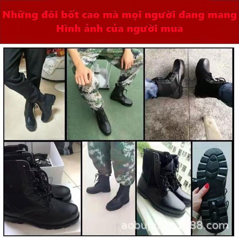 . Giày da nam cao cổ bót Chất liệu da cao cấp chống thấm nước leo núi thể thao lính SWAT mũi thép ,