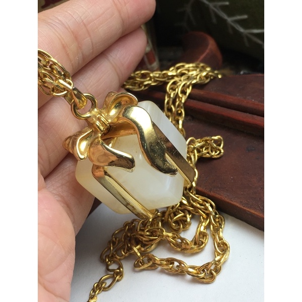 Vòng cổ vintage-dây xích dài mặt dây hình gói quà/hộp quà