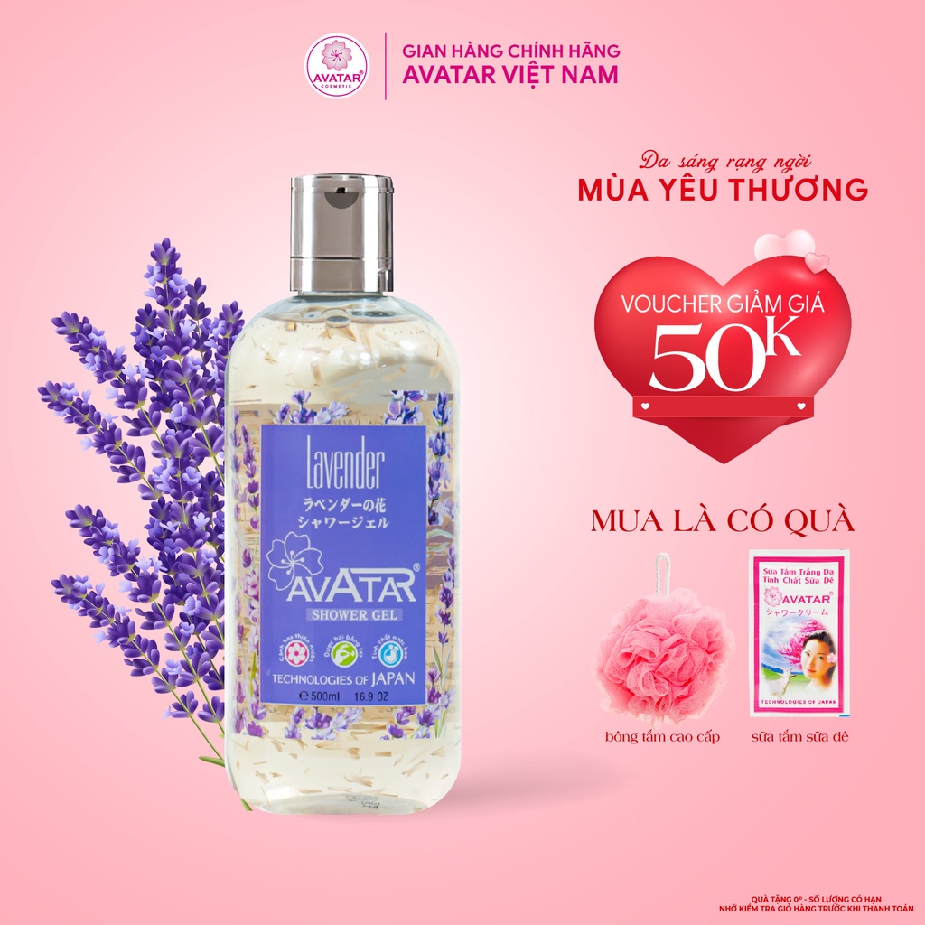 Sữa Tắm Avatar Lavender Hương Hoa Nhật Bản Với Cánh Hoa Thật Lavender 500ml